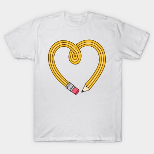 Heart Shaped Yellow Drawing Pencil T-Shirt